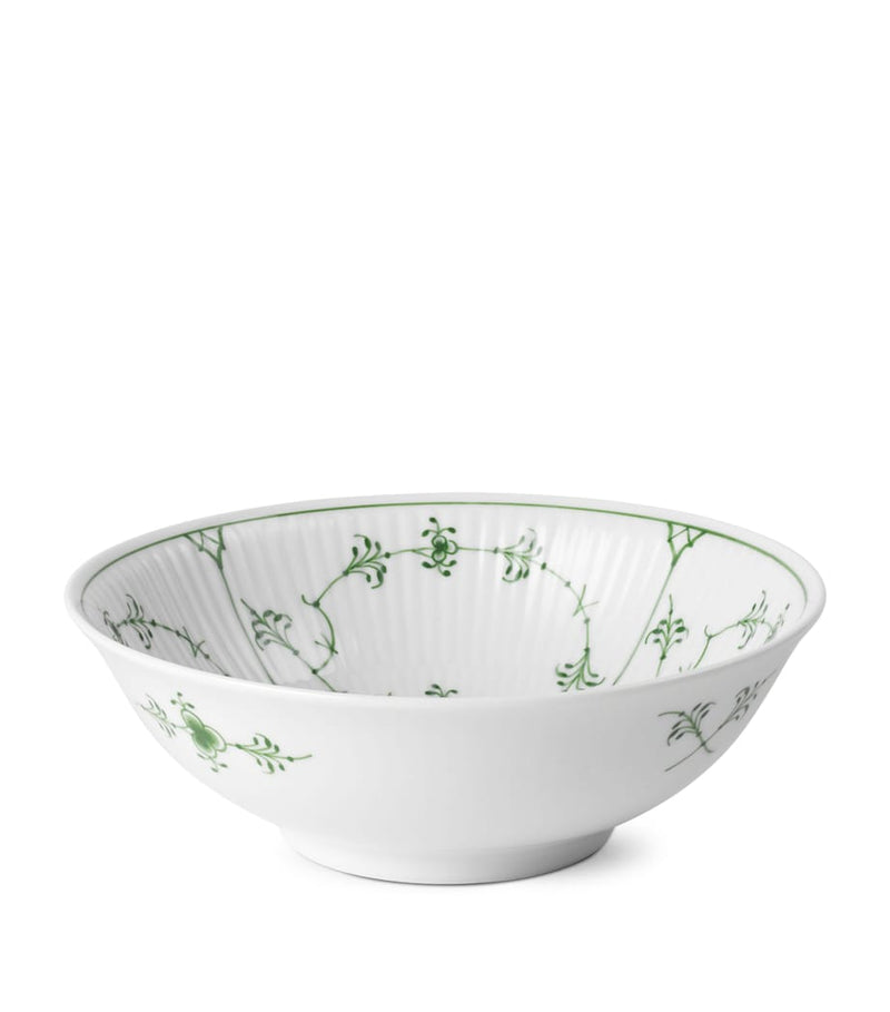 Royal Copenhagen Porcelain Green Fluted Plain Bowl 16cm, imported from the UK