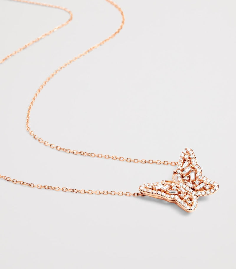 Suzanne Kalan rose gold diamond butterfly necklace, UK version