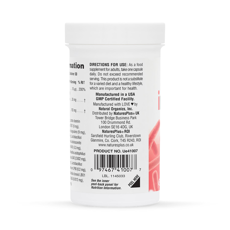 NaturesPlus Immune Microbiome probiotic supplement 30 capsules, imported from the UK