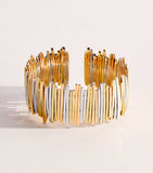 Suzanne Kalan mixed gold wide cuff bangle, imported from the UK