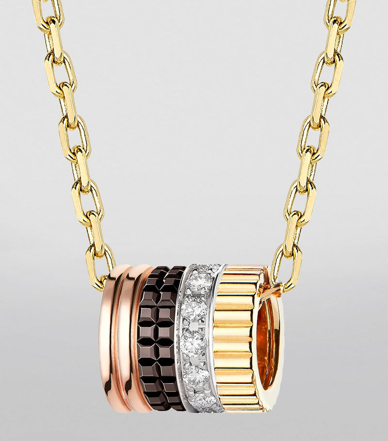 Boucheron Quatre Classique pendant mixed gold and diamonds, imported from the UK