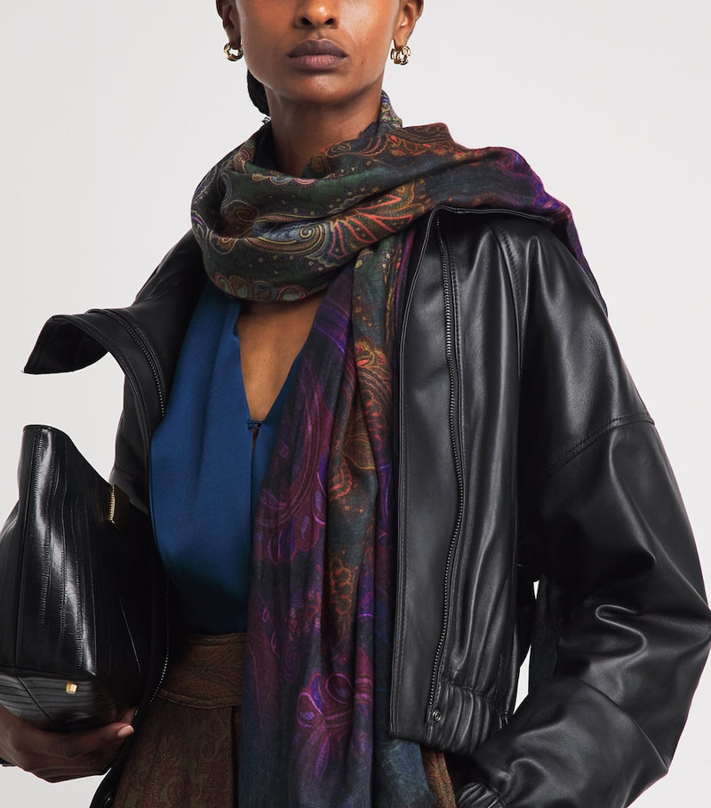 Etro Paisley Aida Shawl geometric pattern fringed edges (British brand)