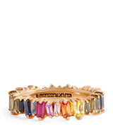 Harrods Suzanne Kalan Rose Gold and Rainbow Sapphire Bold Eternity Ring- Buy online at McGrocer