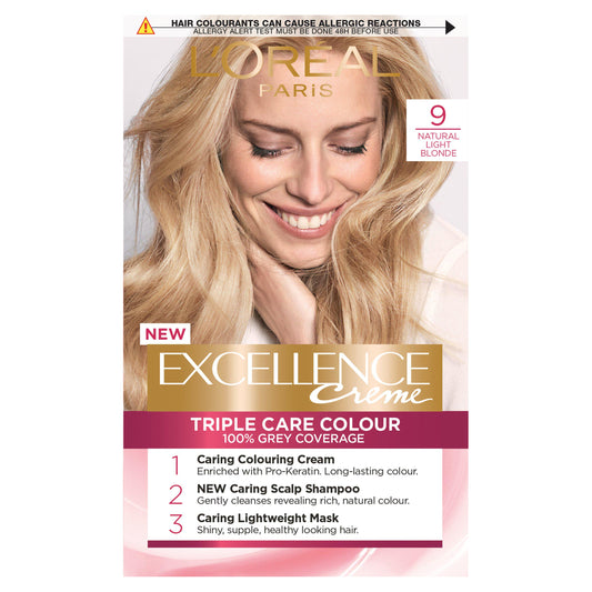 L'Oreal Paris Excellence Permanent Hair Dye Natural Light Blonde 9 Beauty at home Sainsburys   