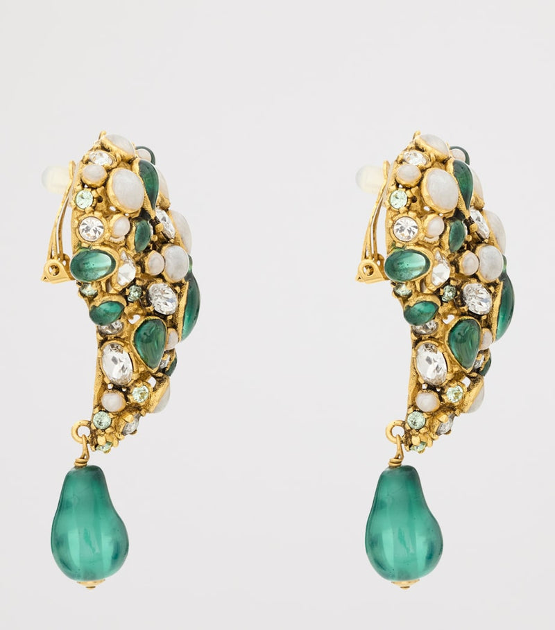 Saint Laurent Crystal Heart clip-on earrings (British brand)