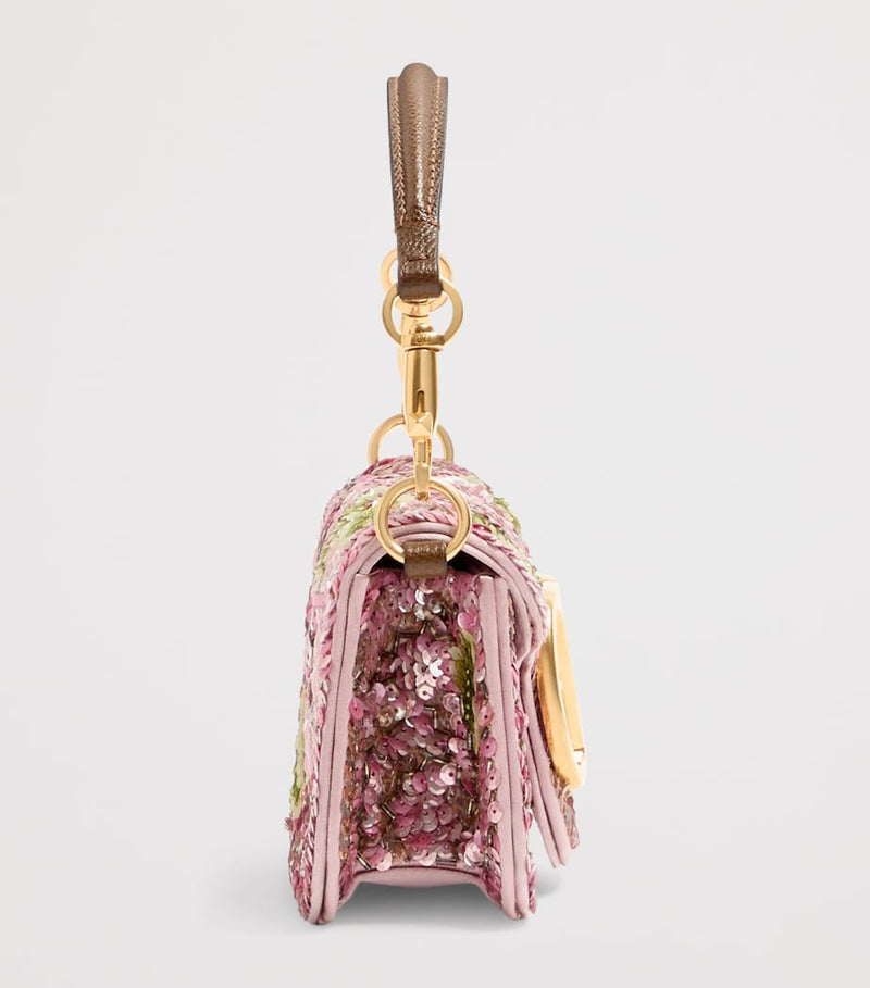 Valentino Garavani small Locò shoulder bag with sequins, imported from the UK