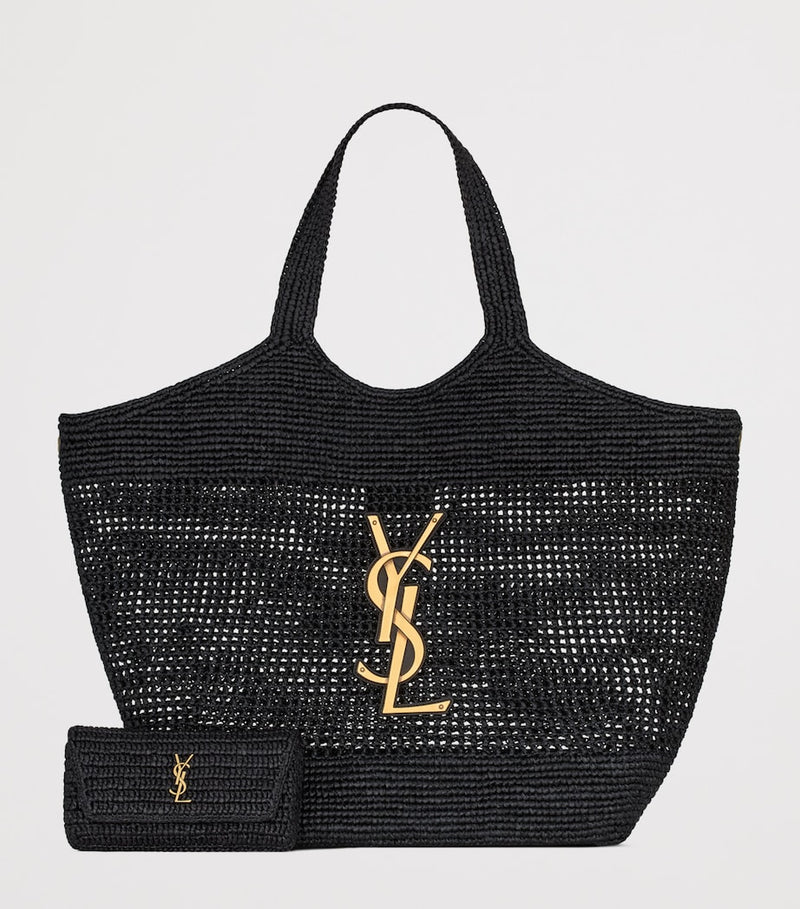 Saint Laurent Maxi Icare raffia tote bag (British brand)