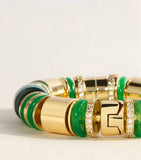 Eddie Borgo keystone bracelet with malachite and jade beads (British brand)