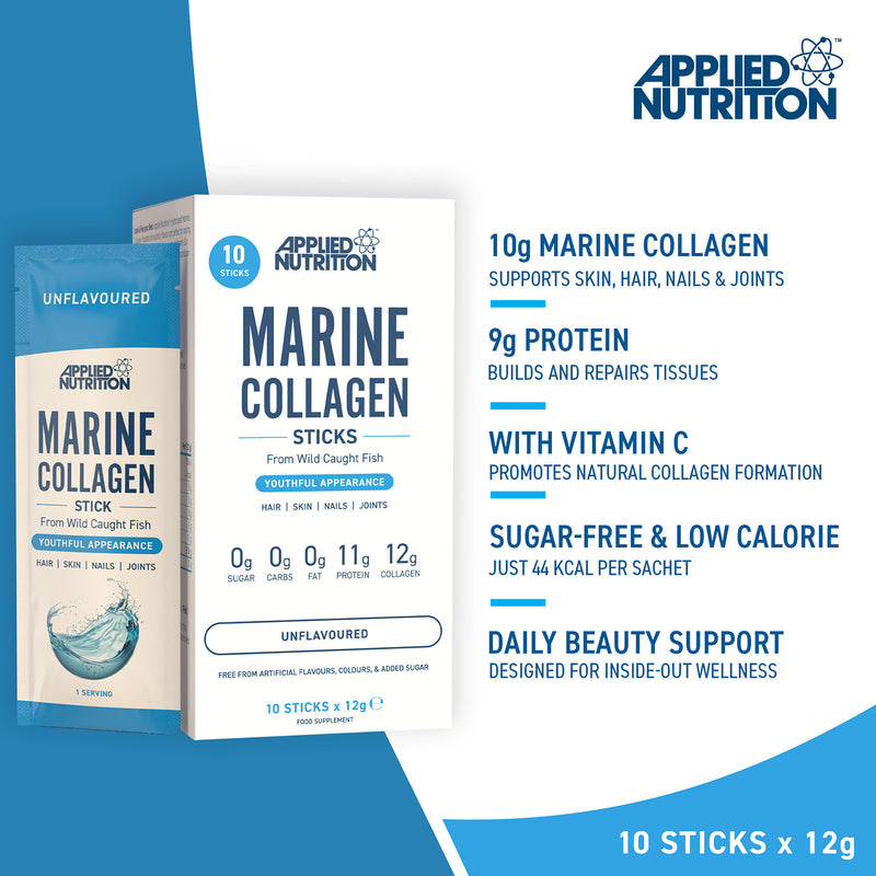 Applied Nutrition marine collagen sachets, imported from the UK