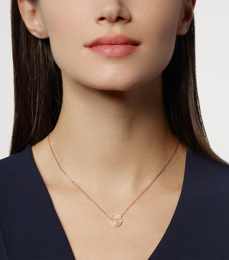 Chaumet small rose gold diamond pendant necklace (British brand)