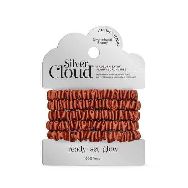 Silver Cloud silver ion satin scrunchies auburn 5 pack (British brand)