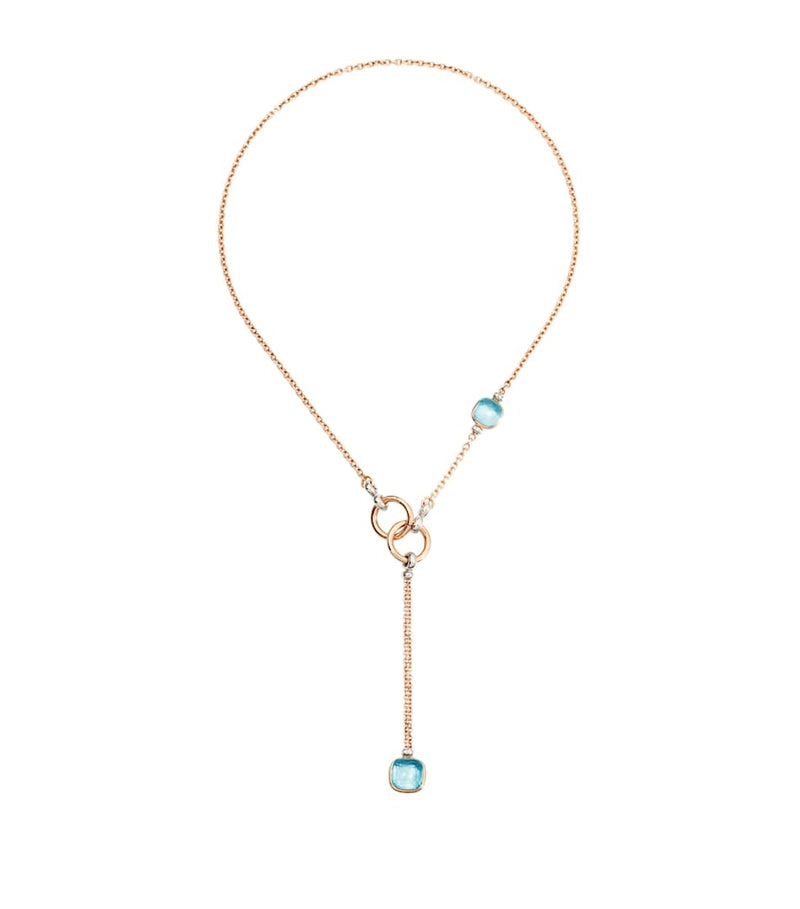 Pomellato Nudo necklace in mixed gold with topaz and diamonds - British product