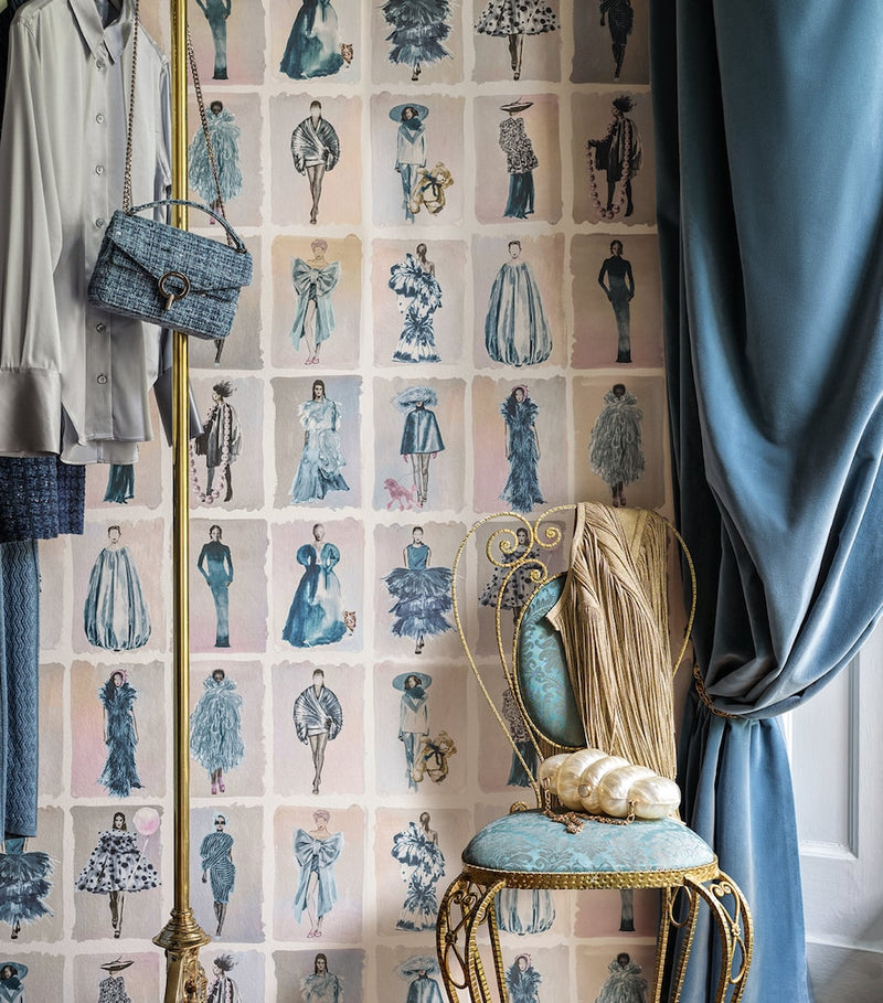 Cole & Son Harrods Couture Carousel wallpaper China Blue, UK version