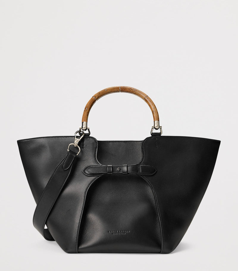 Ralph Lauren Collection leather tote bag with wooden handles, imported from the UK