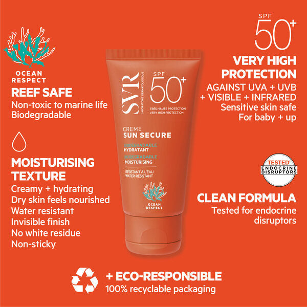 SVR SUN SECURE face sunscreen cream SPF50+ 50ml (British brand)