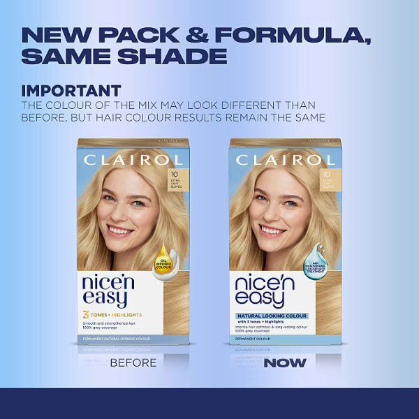 Clairol Nice'N Easy hårfarge 10 Ekstra lys blond - Britisk produkt