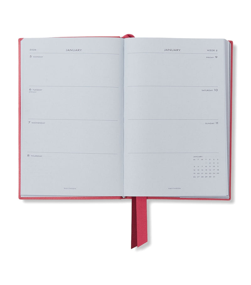 Smythson grained lambskin leather Chelsea diary 2026 planner, 17cm by 11cm (British brand)