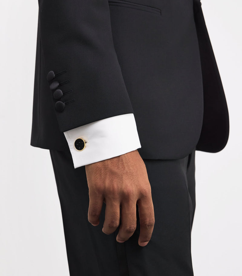 Babette Wasserman gold-plated Moondust round cufflinks, imported from the UK