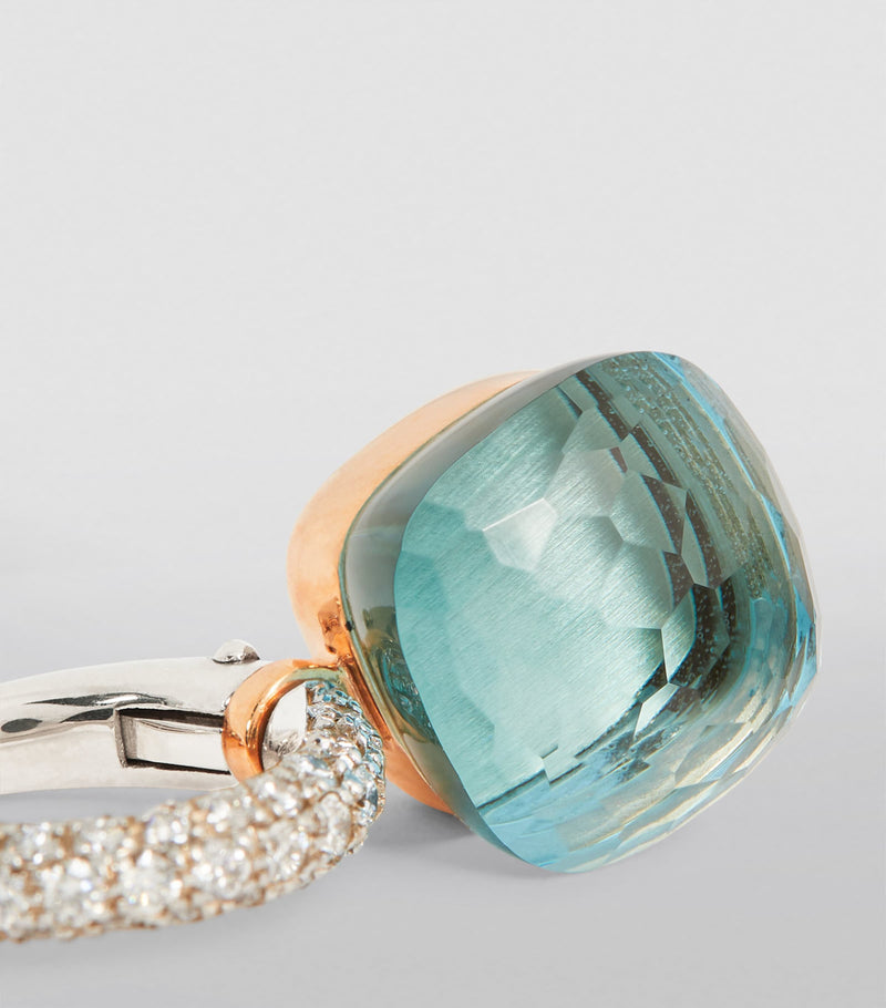 Pomellato Nudo topaz drop earrings in rose gold, imported from the UK
