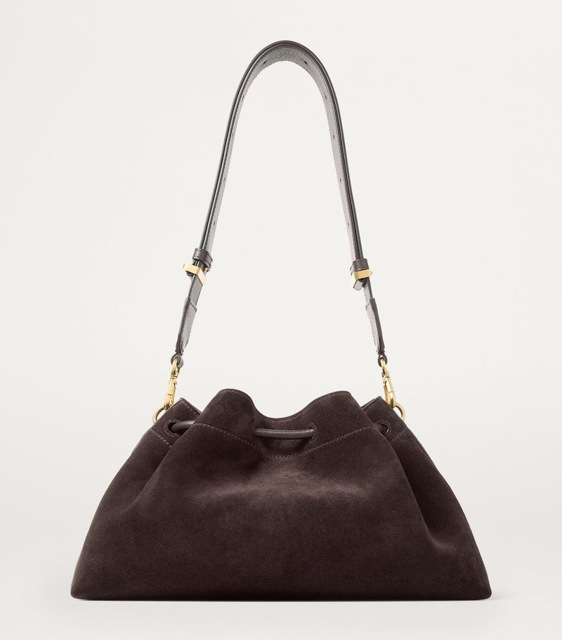Jimmy Choo Medium Cinch Suede Shoulder Bag, imported from the UK