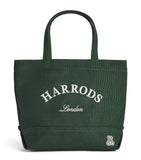 Harrods small cotton embroidered logo tote bag, UK version