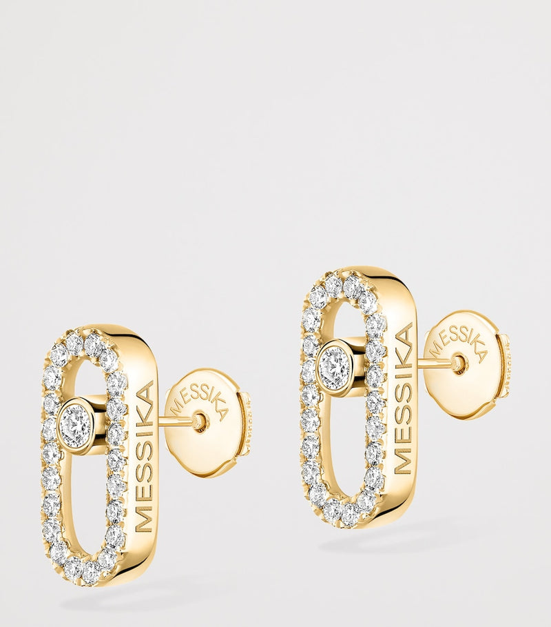 Messika Move Uno yellow gold diamond stud earrings 0.16ct (British brand)