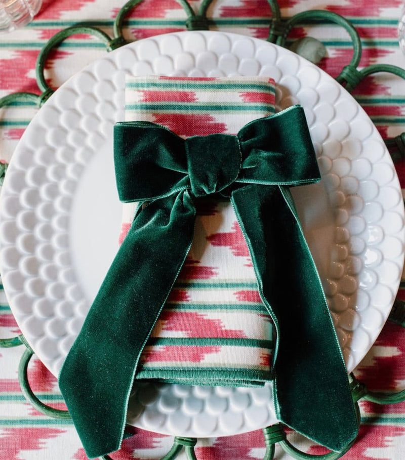 Maison Margaux velvet bow napkin holders set of 4, imported from the UK
