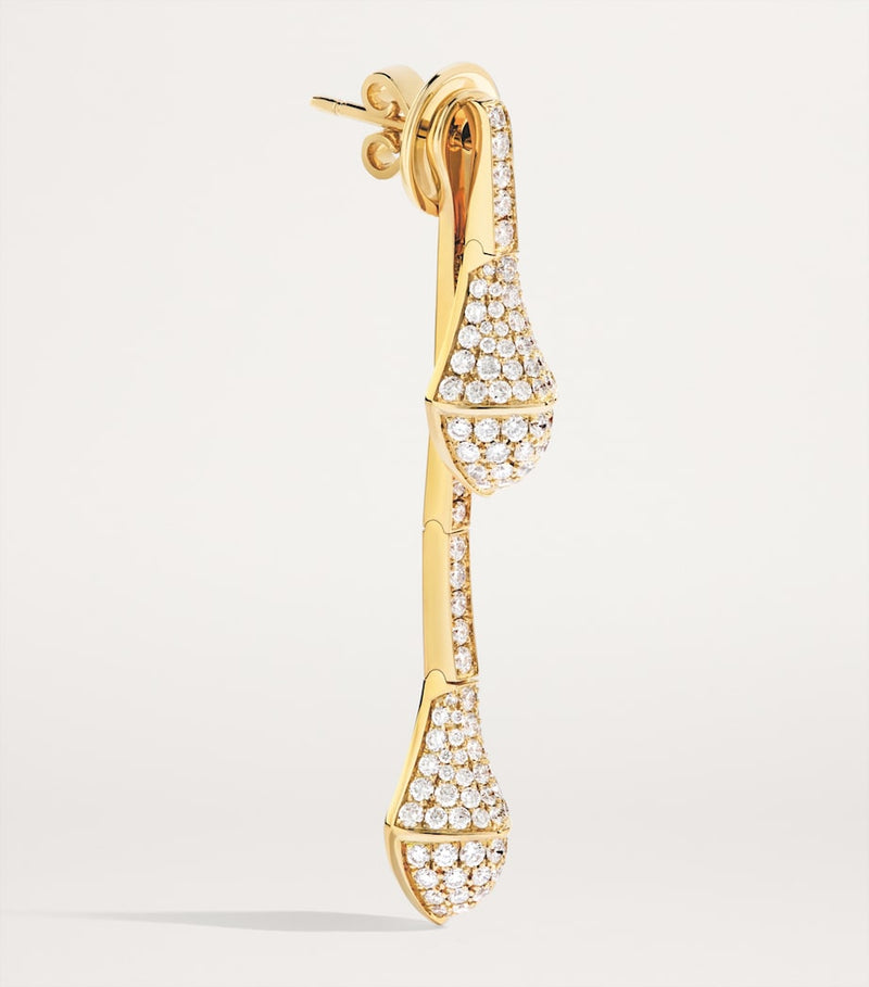 Marli New York yellow gold diamond drop earrings, imported from the UK