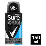 Sure Men Maximum Protection Clean Scent Anti-perspirant Deodorant Aerosol 150 ml Men's Toiletries Boots