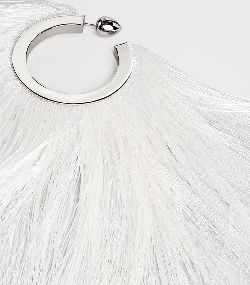 Alaïa fringe hoop earrings with viscose details, UK version