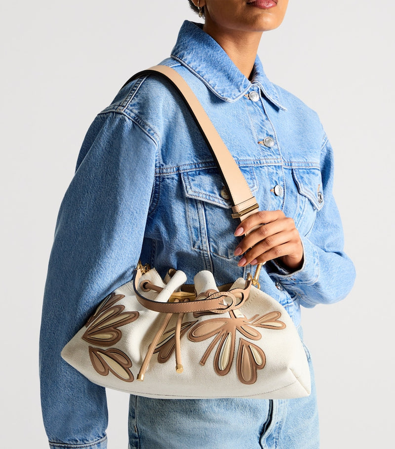 Jimmy Choo medium Cinch bucket bag in recycled canvas (British brand)