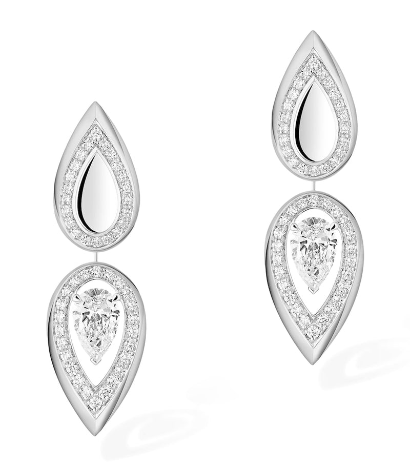 Messika Fiery diamond pendant earrings 0.73ct 18kt white gold, imported from the UK