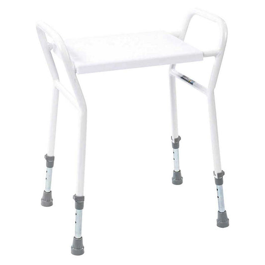 NRS Healthcare Height Adjustable Shower Stool with Handles, White General Household Boots   
