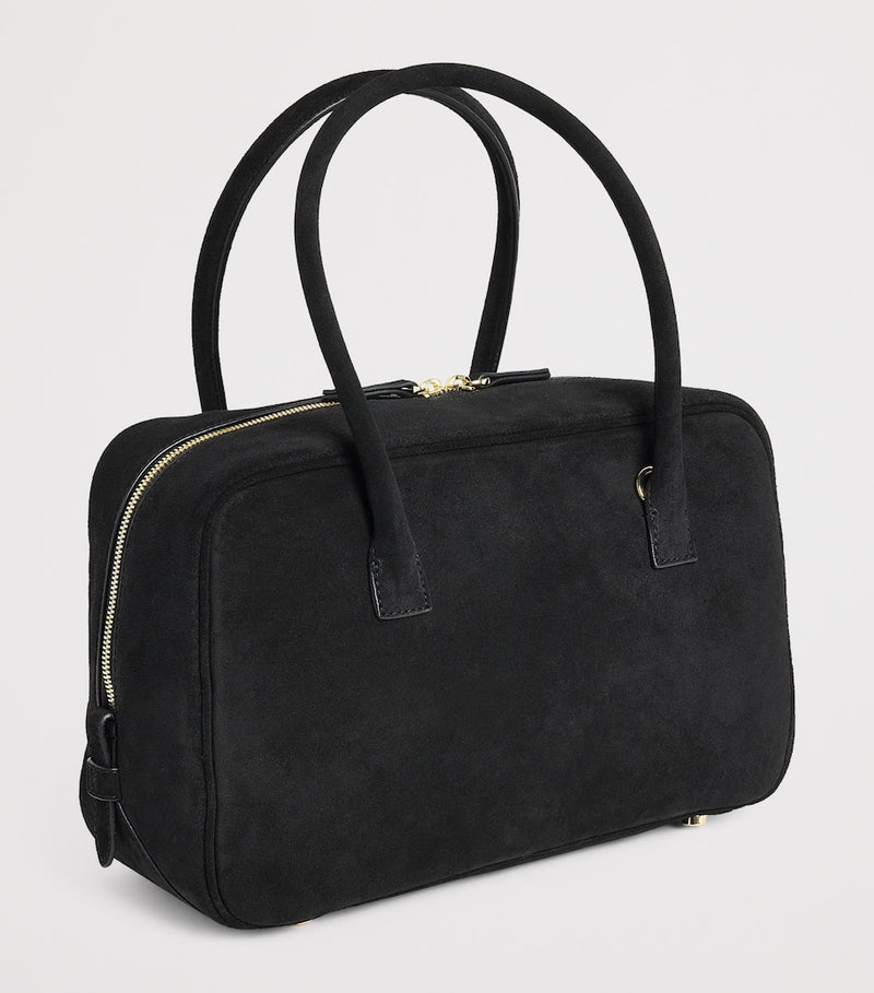 Sandro Paris suede top-handle bag with gold-tone hardware - British product