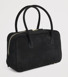 Sandro Paris suede top-handle bag with gold-tone hardware - British product