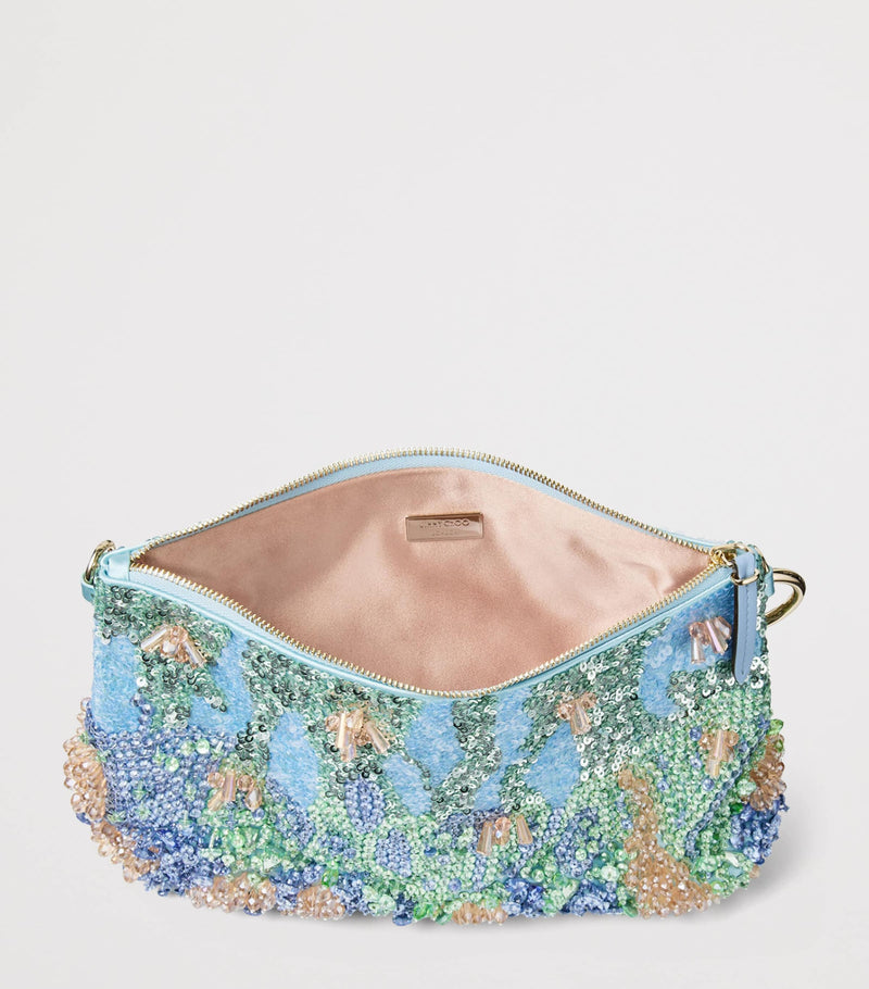 Jimmy Choo Callie satin embellished clutch bag, UK version