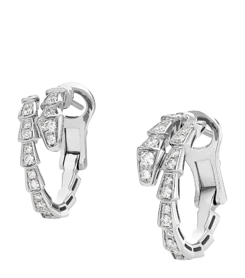 Bvlgari Serpenti Viper hoop earrings white gold diamonds, UK version