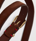 Eleventy suede belt gold buckle, imported from the UK