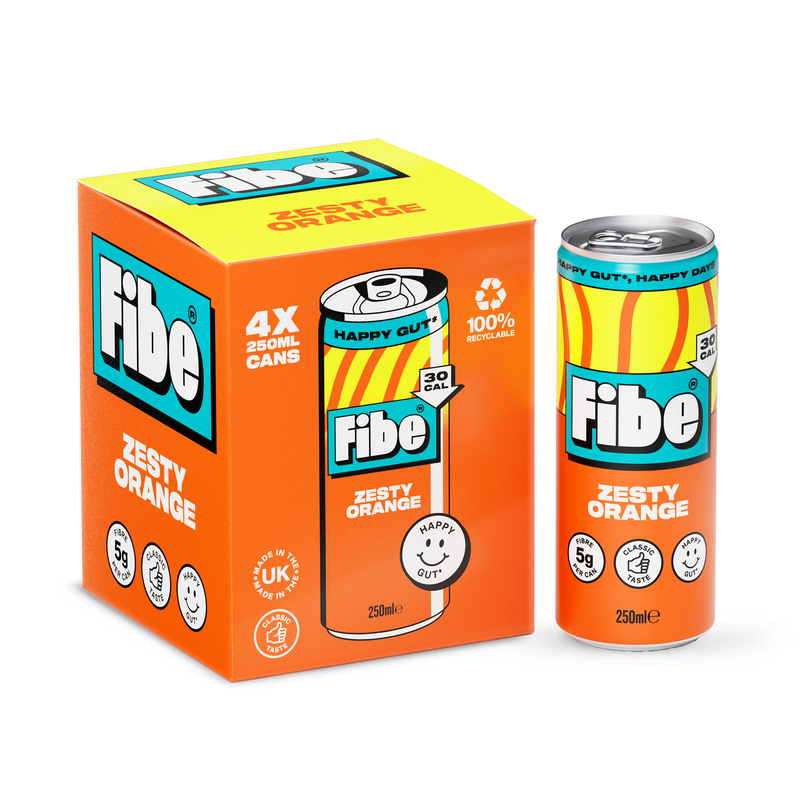 Fibe Zesty Orange soda 4x250ml, imported from the UK