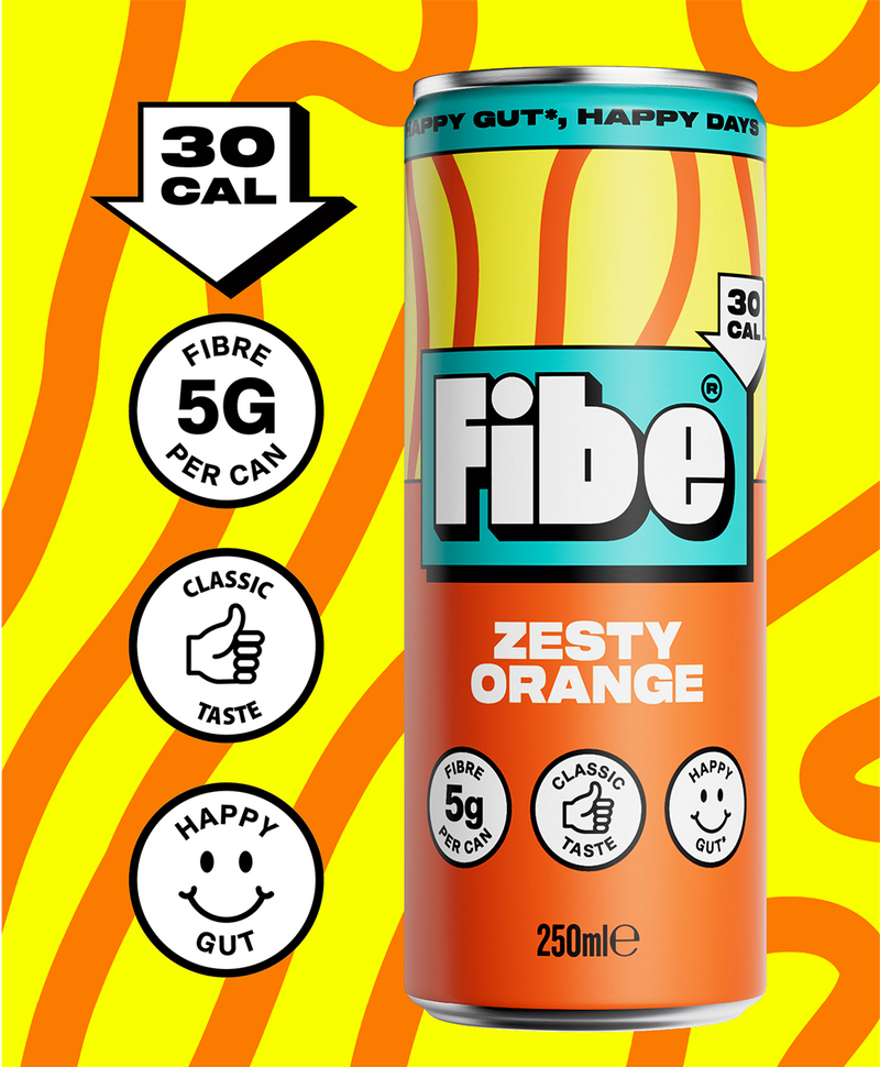 Fibe Zesty Orange soda 4x250ml, imported from the UK
