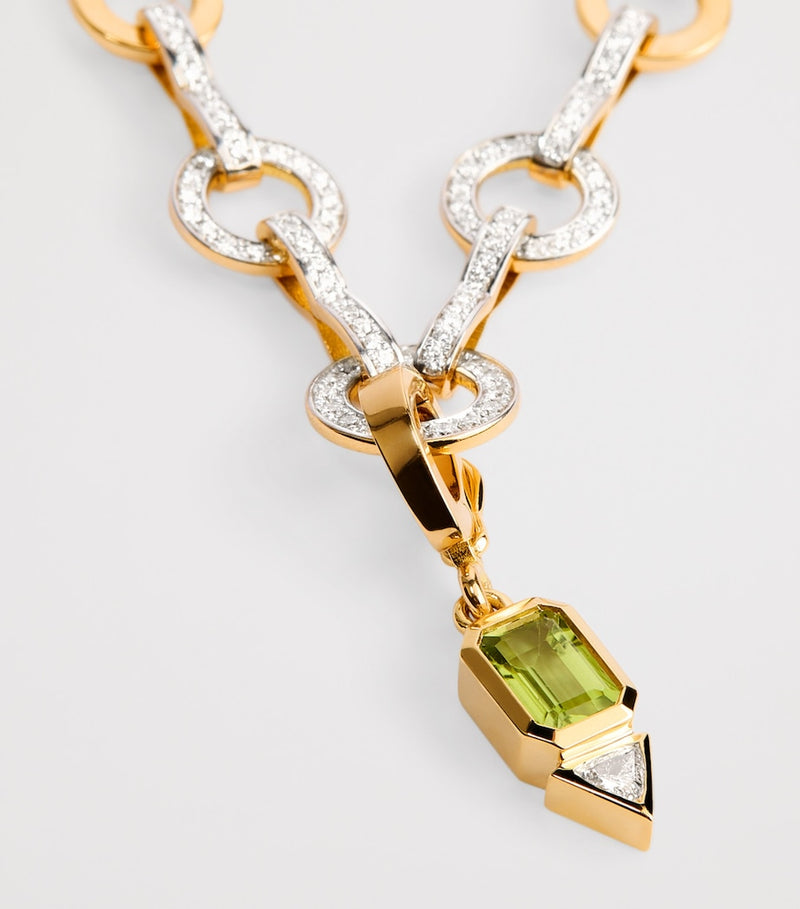 Azlee yellow gold peridot diamond August charm - British product