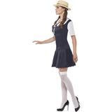 Smiffys school girl costume with dress, shirt, tie, hat (British brand)