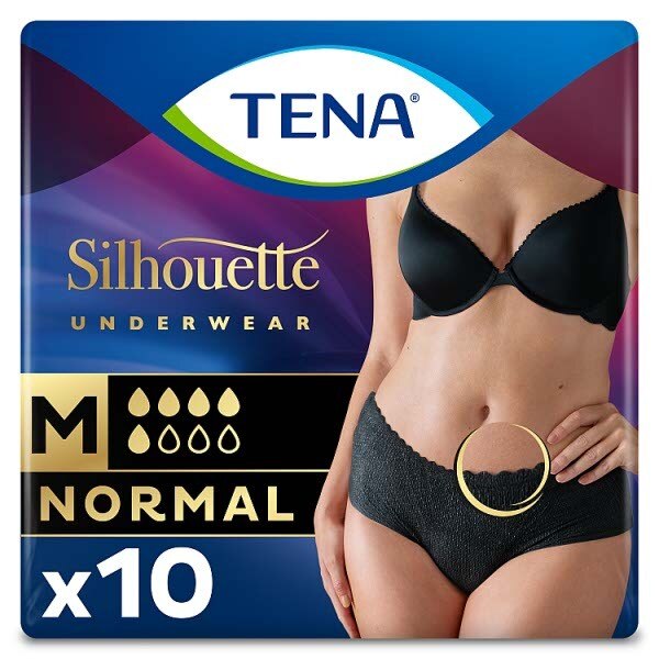 TENA  Silhouette Normal Black Incontinence Pants Size Medium 10 pack GOODS Superdrug