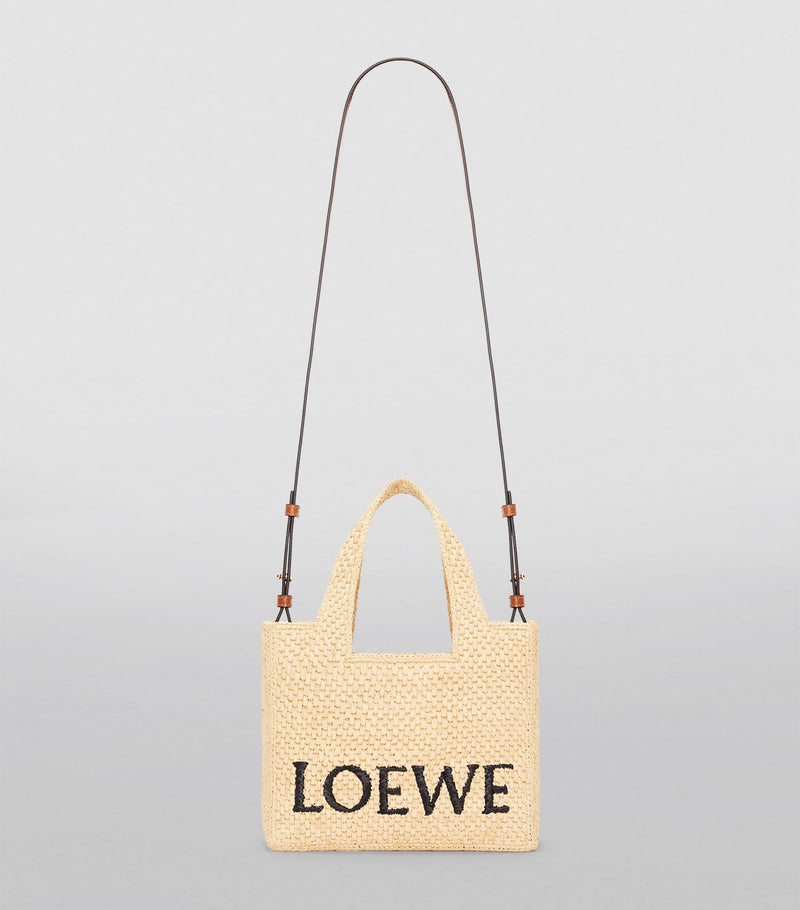 LOEWE Small Font Tote Bag raffia, imported from the UK