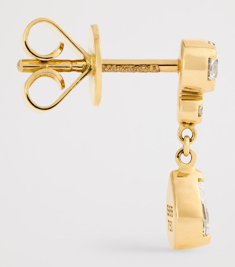 Sophie Bille Brahe yellow gold diamond single drop earring, UK version