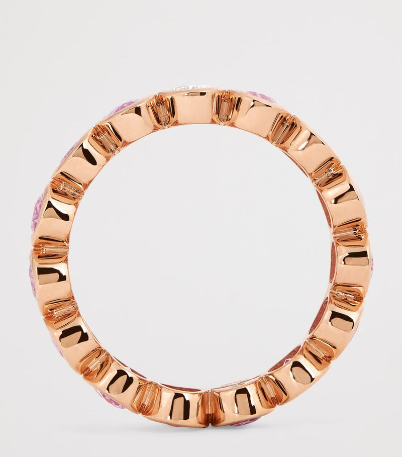 SHAY rose gold eternity ring with pink sapphires and diamond (British brand)