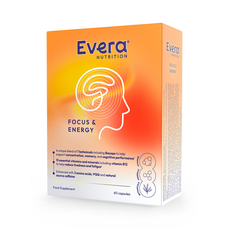 Evera Nutrition Focus and Energy 60 capsules (British brand)