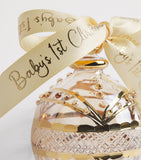 Artifactually hand-painted glass baby bauble with crystal, imported from the UK