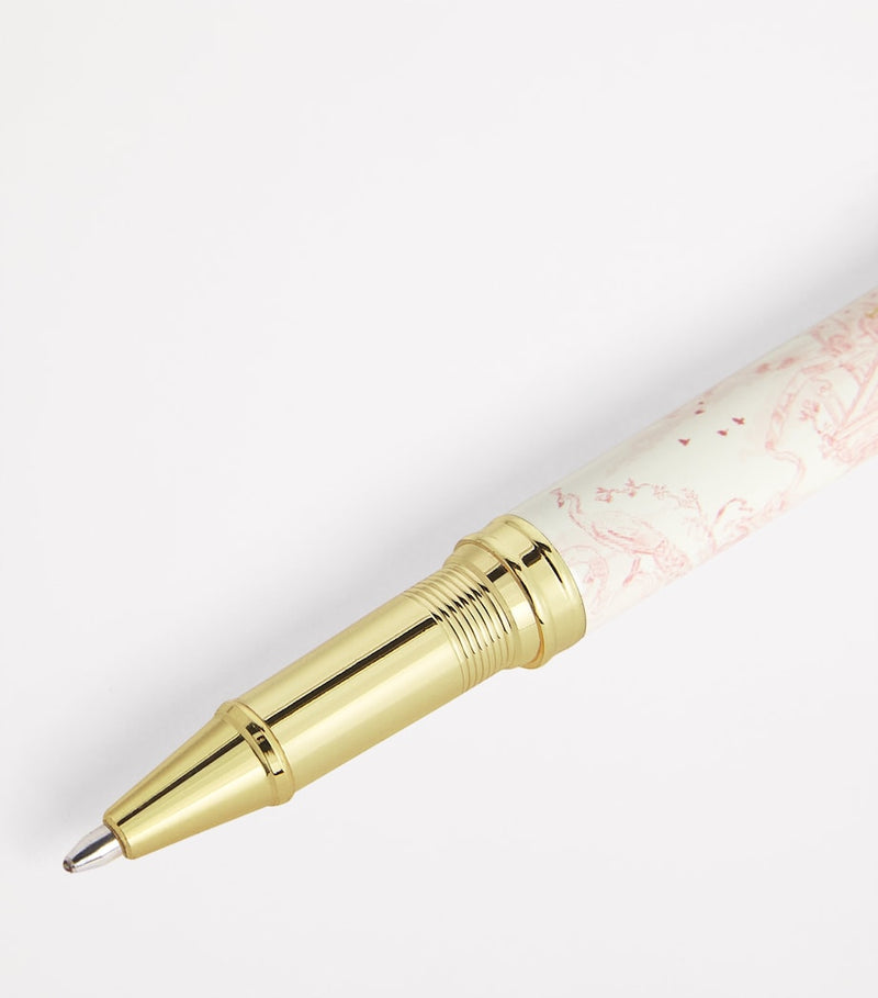 Harrods toile ballpoint pen featuring flora and fauna design, UK version