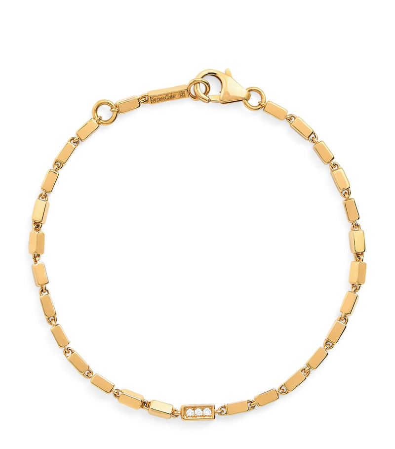 Suzanne Kalan medium block chain yellow gold diamond bracelet - British product